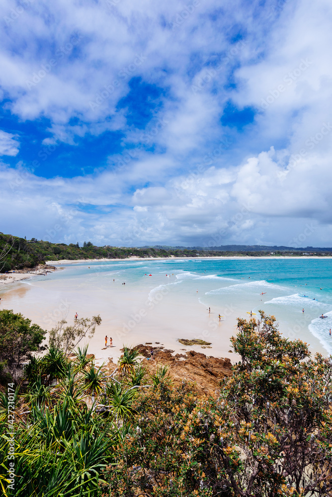 Overlooking a beautiful beach at Byron Bay, New South Wales, Australia