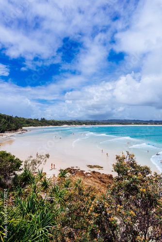 Overlooking a beautiful beach at Byron Bay  New South Wales  Australia