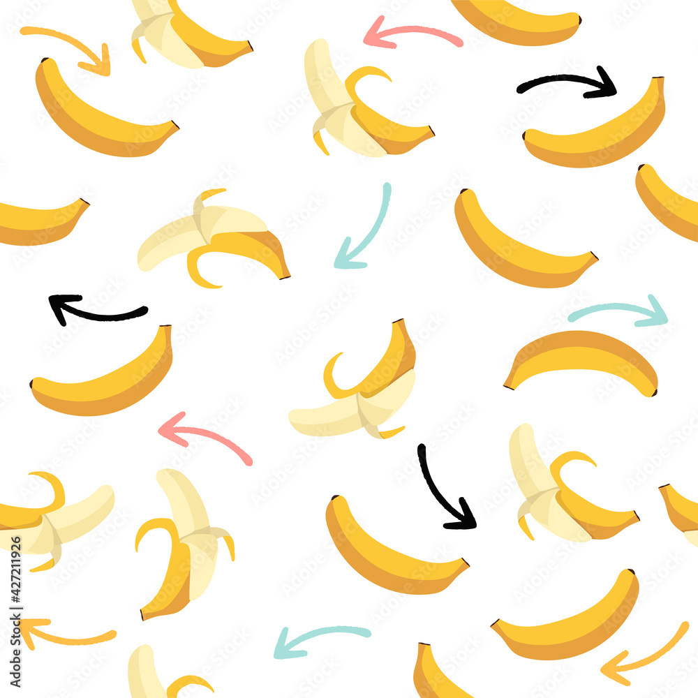 Bananas fruit with arrow seamless pattern background Bananas fruit with arrow seamless pattern background