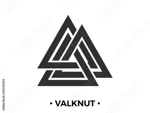 Valknut is a nordic symbol, an interweaving of three worlds. Sign of the god Odin. Norse culture. Viking symbol. Valknut isolated on white background. Vector illustration