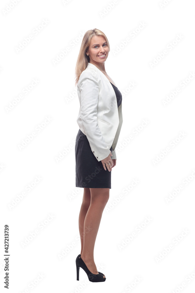 happy young woman looking at you . isolated on a white background. happy young woman looking at you . isolated on a white background.
