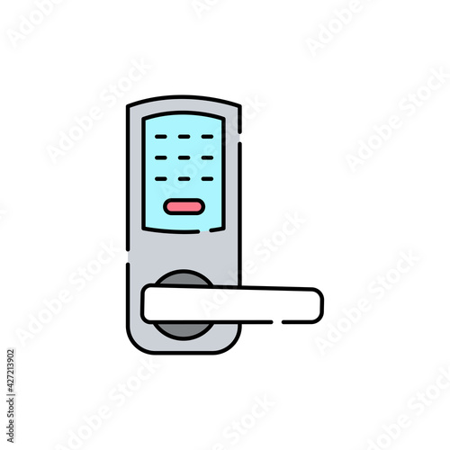 Combination lock olor line icon. Pictogram for web page, mobile app, promo.