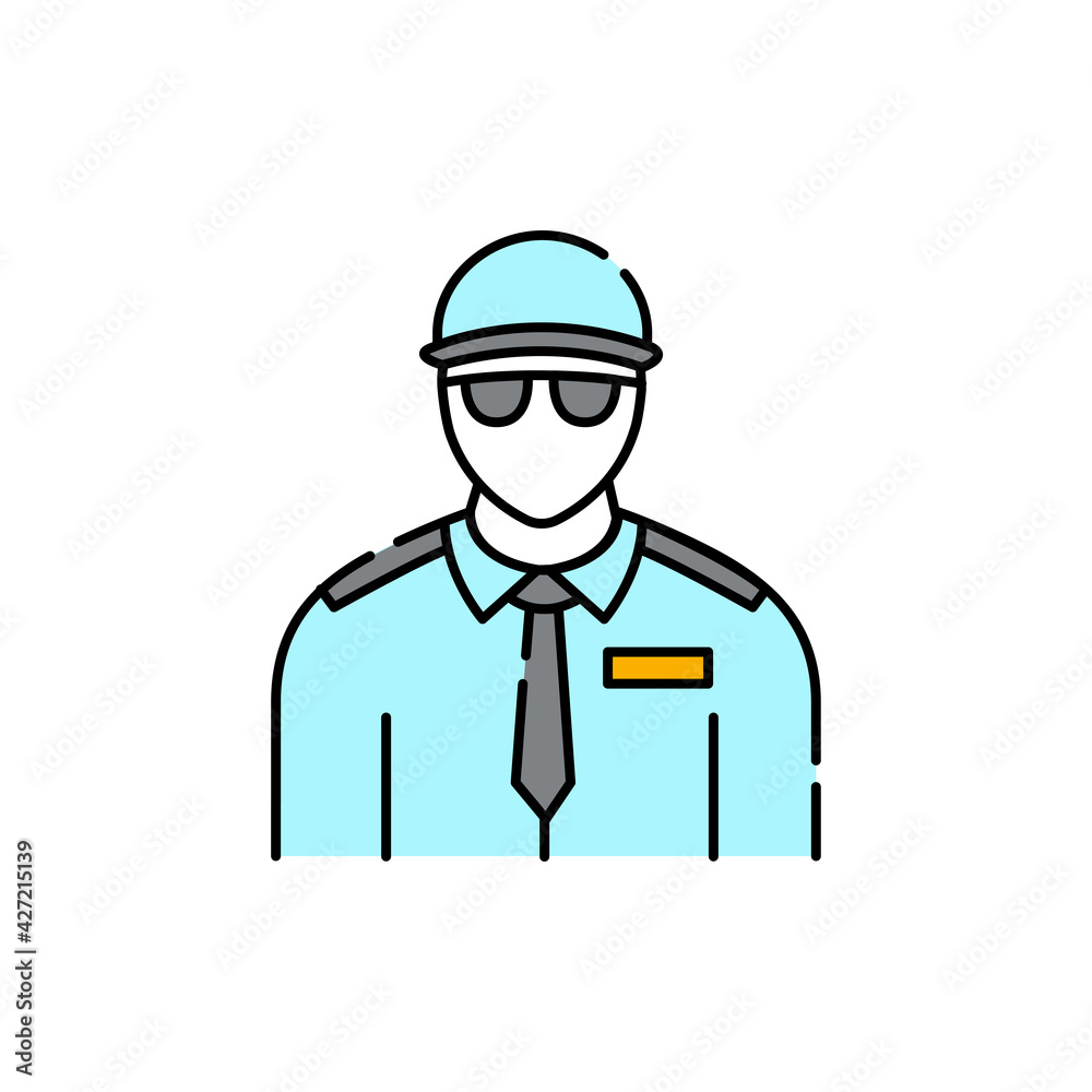 Security guard olor line icon. Pictogram for web page, mobile app, promo.