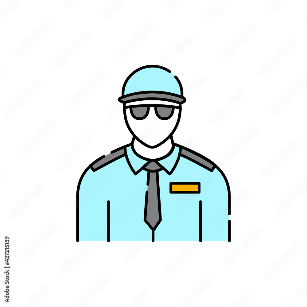 Security guard olor line icon. Pictogram for web page, mobile app, promo. Security guard olor line icon. Pictogram for web page, mobile app, promo.