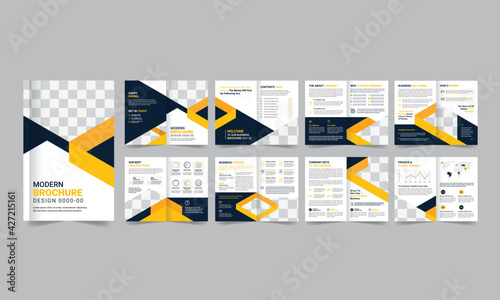 Corporate business brochure layout design, business profile template 16 pages, annual report, minimal, editable business brochure, Company profile design template.