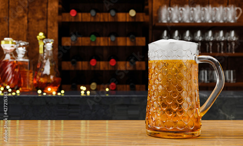 Draft or craft beer in tall...