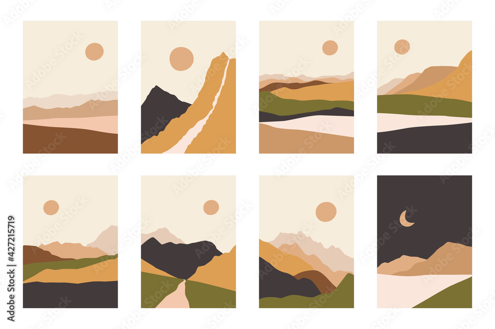 Abstract landscape collection flat style