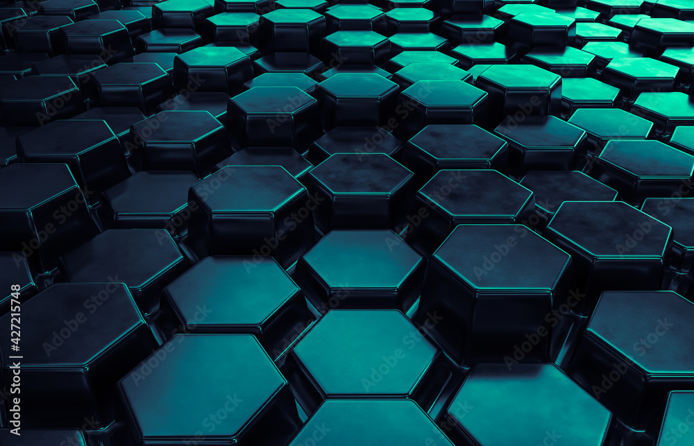 Obraz premium Abstract futuristic Technology background with hexagon pattern. 3d rendering.
