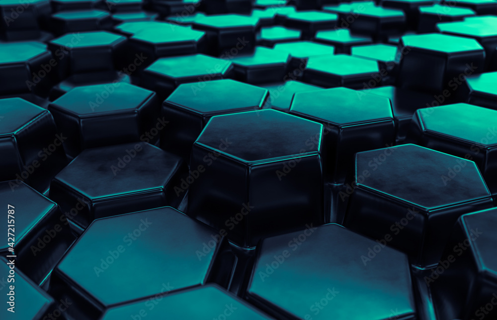 Fototapeta premium Abstract futuristic Technology background with hexagon pattern. 3d rendering.
