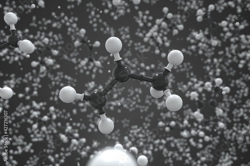 Polypropylene molecule made with balls, scientific molecular model. Chemical 3d rendering © Alexey Novikov