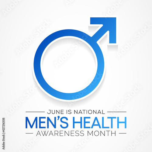 Men's health month is observed every year in June, it is used to raise awareness about health care for men and focus on encouraging boys to practice and implement healthy living decisions. Vector art.