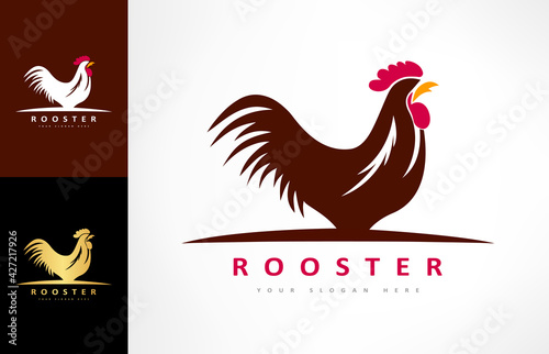 Rooster logo vector. Farm bird design.