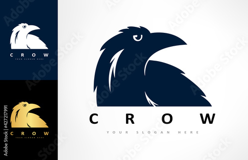 crow logo vector. Raven bird. Animal design.