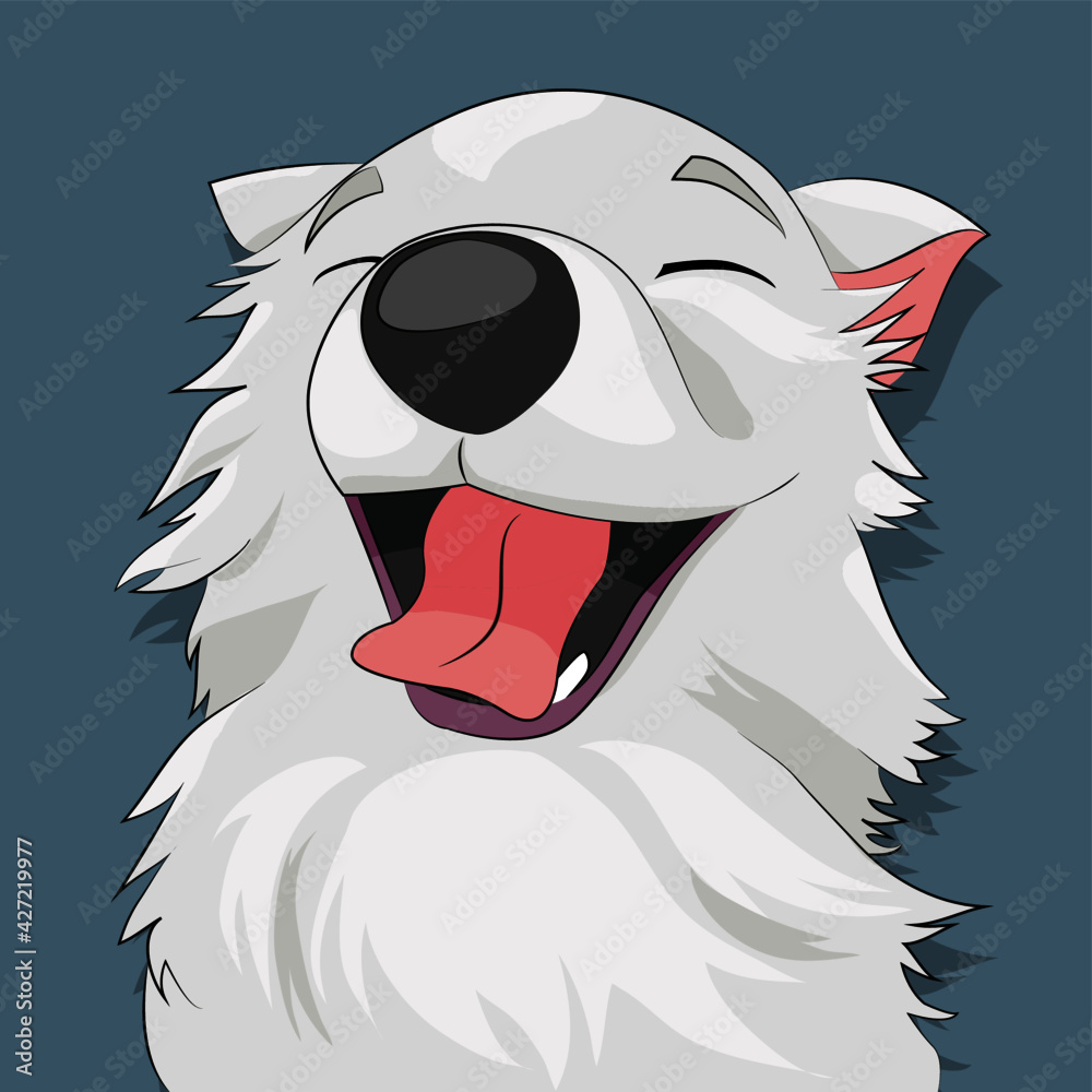 cucciolo di cane bianco al vento felice cartoon