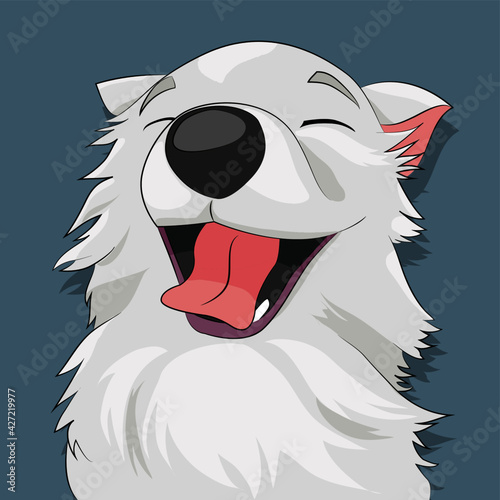 cucciolo di cane bianco al vento felice cartoon photo