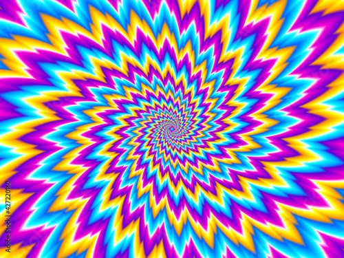 Colorful flower blossom. Optical illusion of movement.
