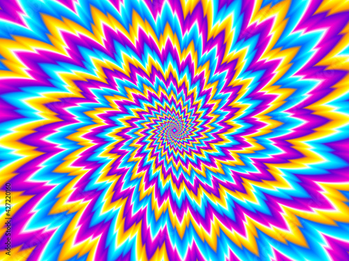 Colorful flower blossom. Optical illusion of movement.