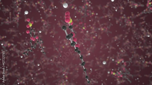 Molecule of Docusate sodium. Molecular model, science related looping 3d animation photo