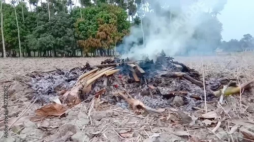 air pollution in India due to stubble burning in field by farmer