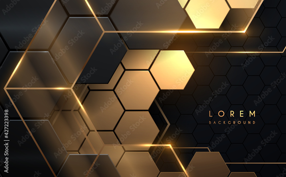 Abstract black and gold hexagonal luxury background Stock Vector ...