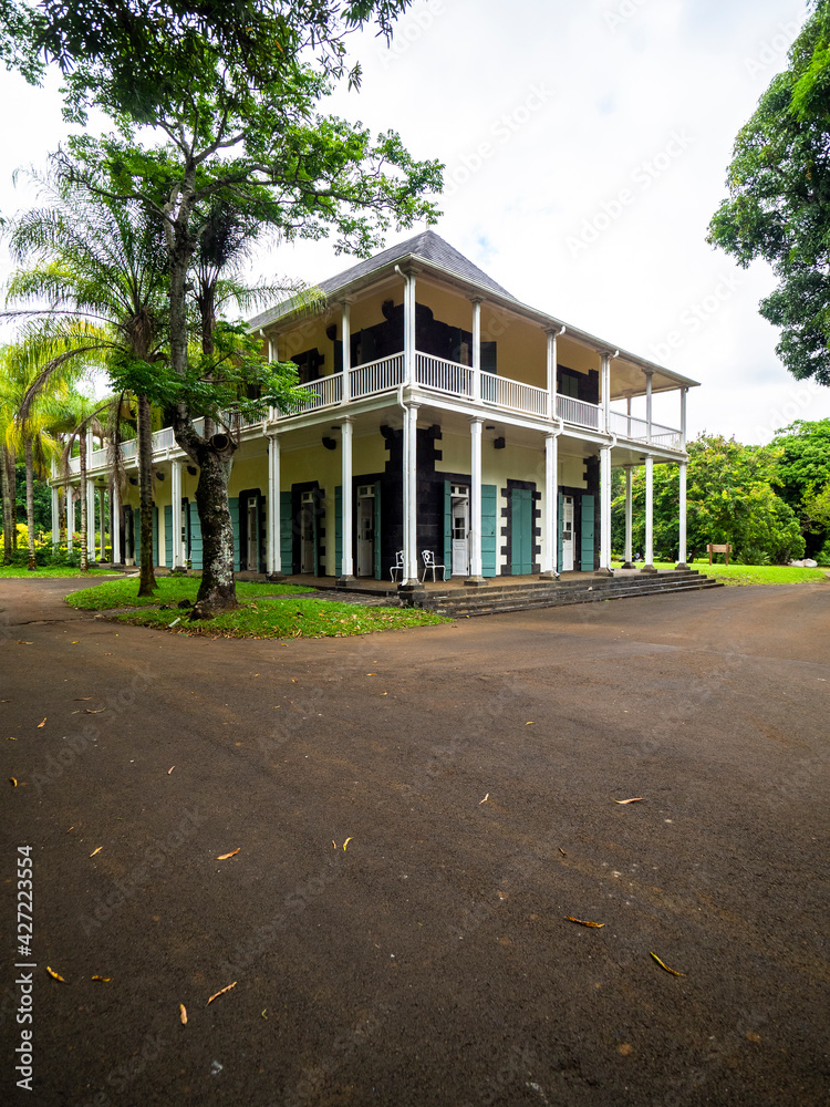 Colonial villa Mon Plaisir, Pamplemousses Botanical Garden, Mauritius, Africa