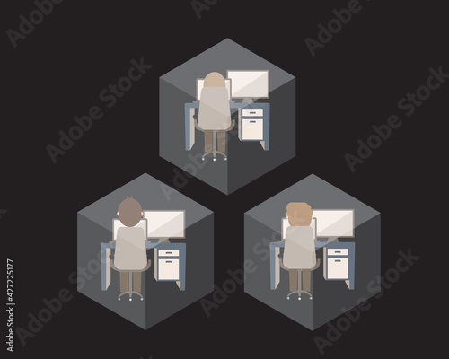 micromanagement boss that monitor and control you in every single step of your work vector