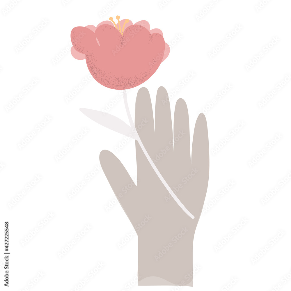 Hand with flower flat. Minimalist. Modern art. Print. Home decor. Vector tulip. Hand with flower flat. Minimalist. Modern art. Print. Home decor. Vector tulip.