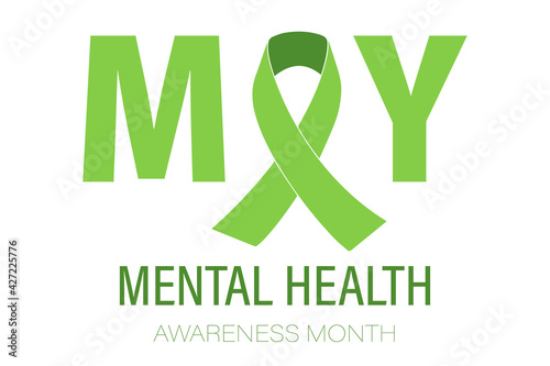 The concept of Mental Health Awareness Month. Simple flat-style typography design, vector