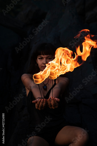 Tribal girl with fire chest scarification