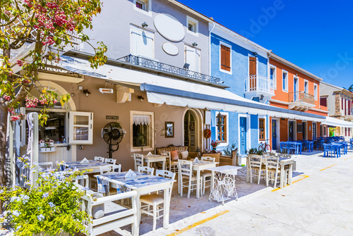 Kefalonia island, Greece. Tavernas in Fiskardo village. photo