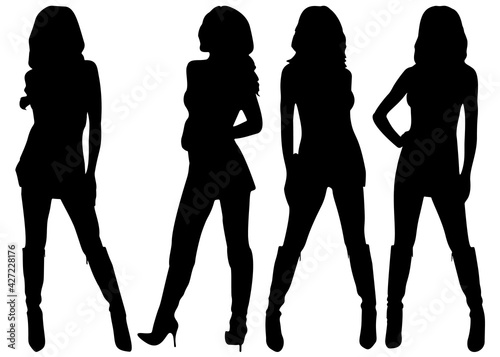 Beautiful slender girls included. Vector image.