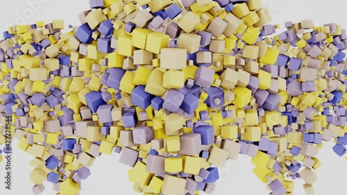 Blockchain - Abstraktes 3D Rendering von geometrischen Oberflächen, moderner Hintergrund, Poster, Banner, Werbung, Plakat	￼