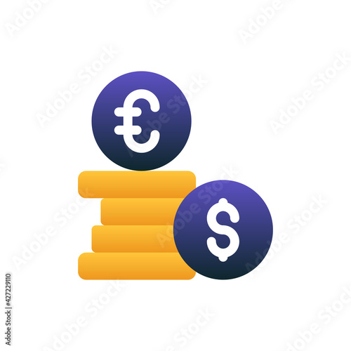 Currency Vector Flat Gradient Style Icon. EPS 10 File Hotel and Services Symbol