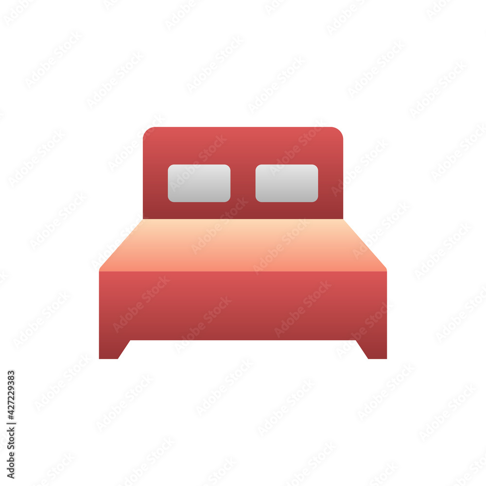 Bedroom Vector Flat Gradient Style Icon. EPS 10 File Hotel and Services Symbol