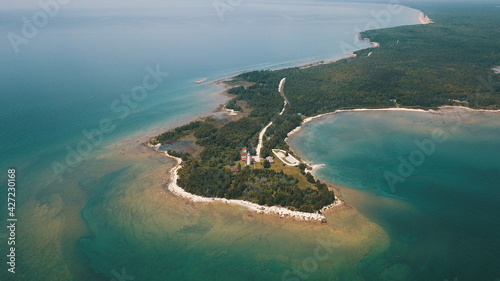 Seul Choix Lighthouse - Michigan - Penisnsula - Drone