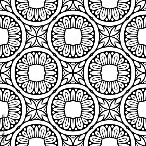 Black and white Decorative ornaments backgrounds, Monochrome seamless vector pattern for wrapping paper, fabric, textile, wedding invitations, packing.