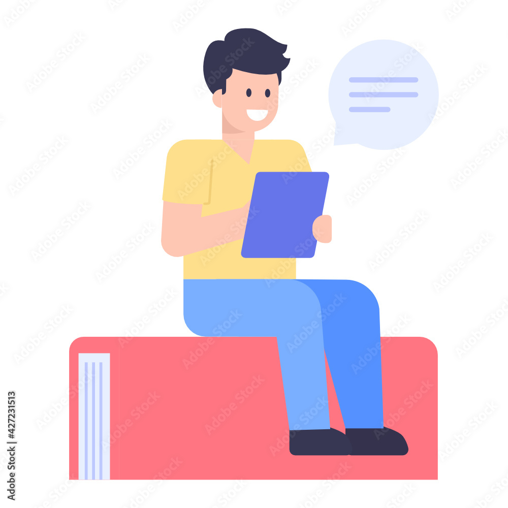 A student chat concept icon, student doing mobile study
A student chat concept icon, student doing mobile study
