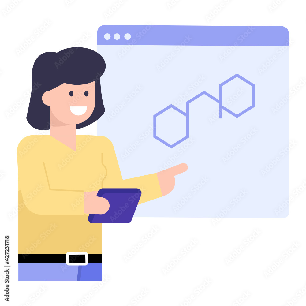 
A flat concept icon of online chemistry class

