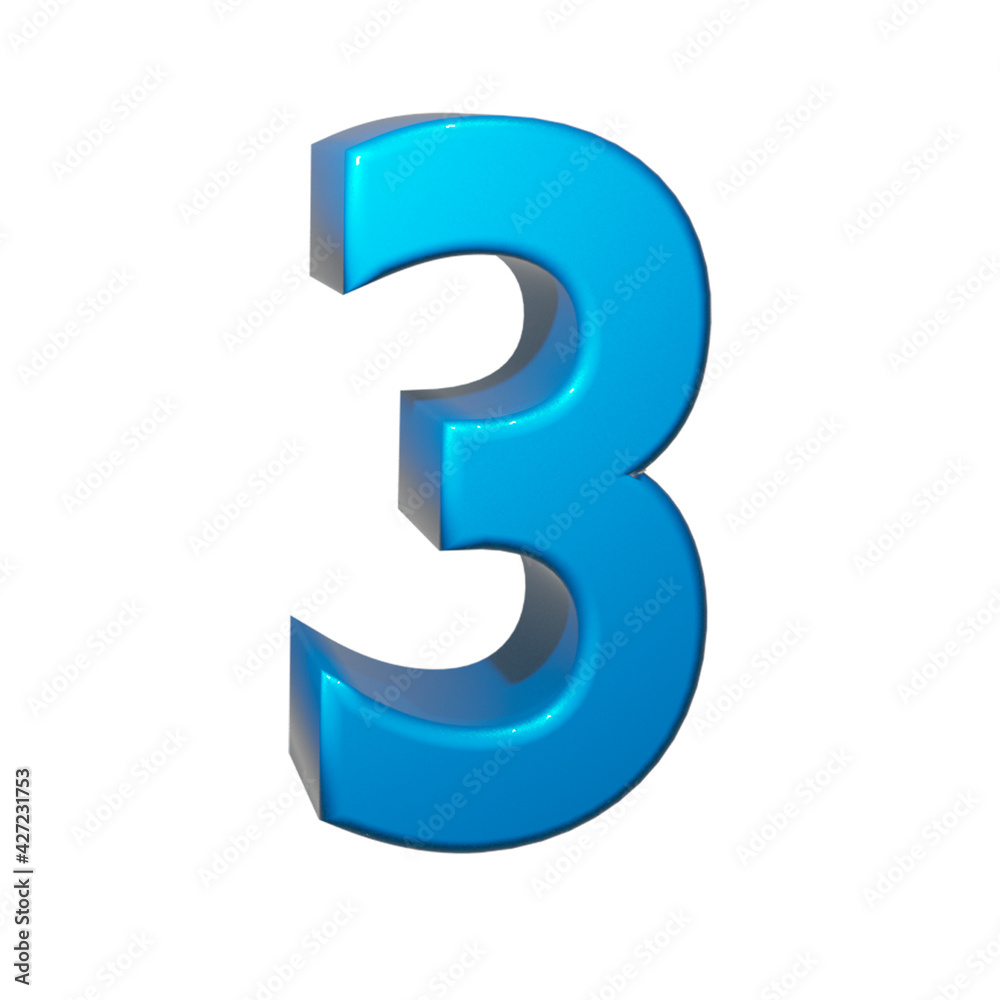 3D image numeral 3 in blue colors
3D image numeral 3 in blue colors