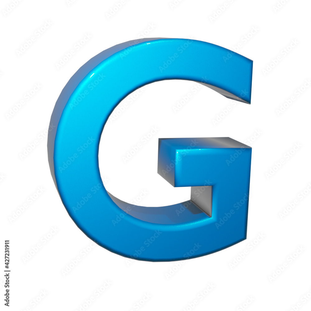 3D image letter G in blue color
