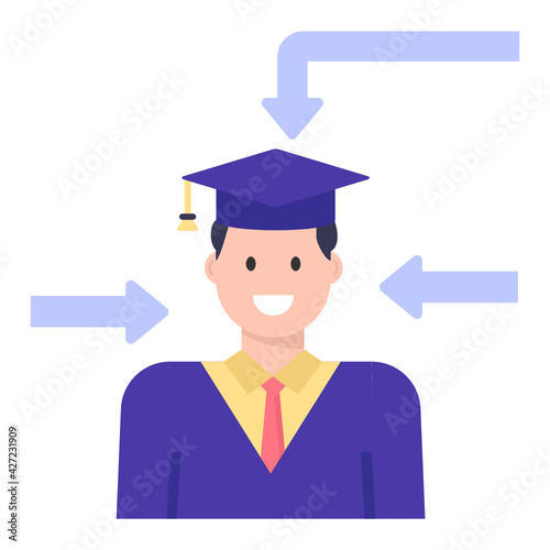 
A concept icon of virtual teacher with characters of student and teacher

