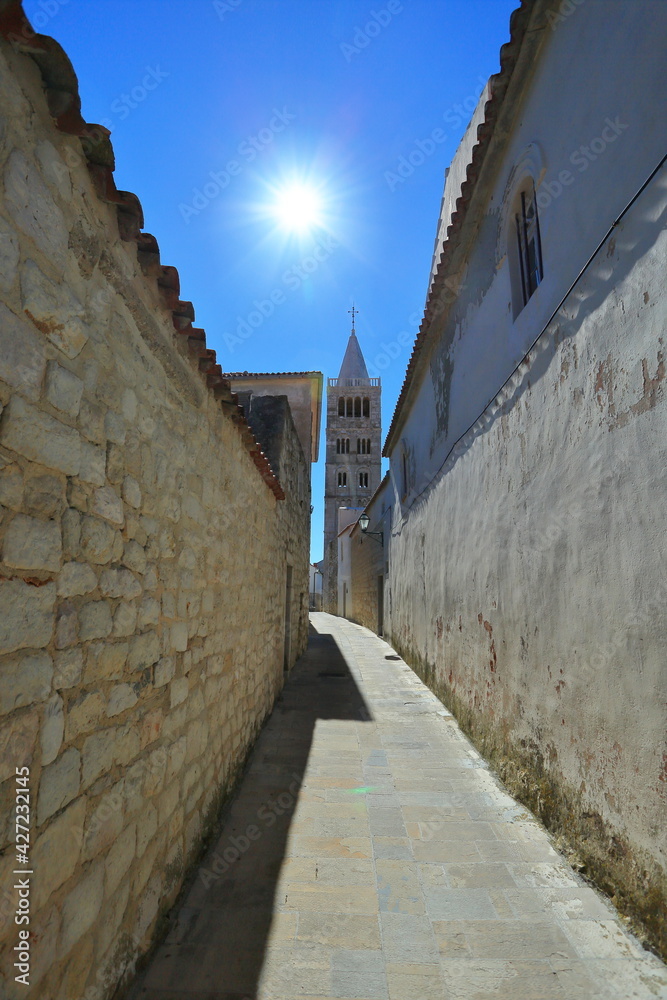 Bell tower in town Rab, Island Rab, Croatia