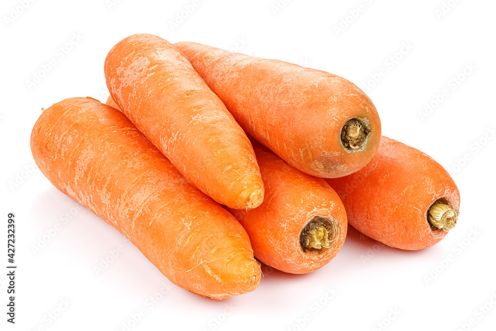 Fresh washed carrots in a pile isolated on white background Fresh washed carrots in a pile isolated on white background