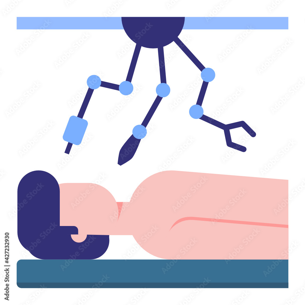 An icon of robotic surgery flat design
An icon of robotic surgery flat design