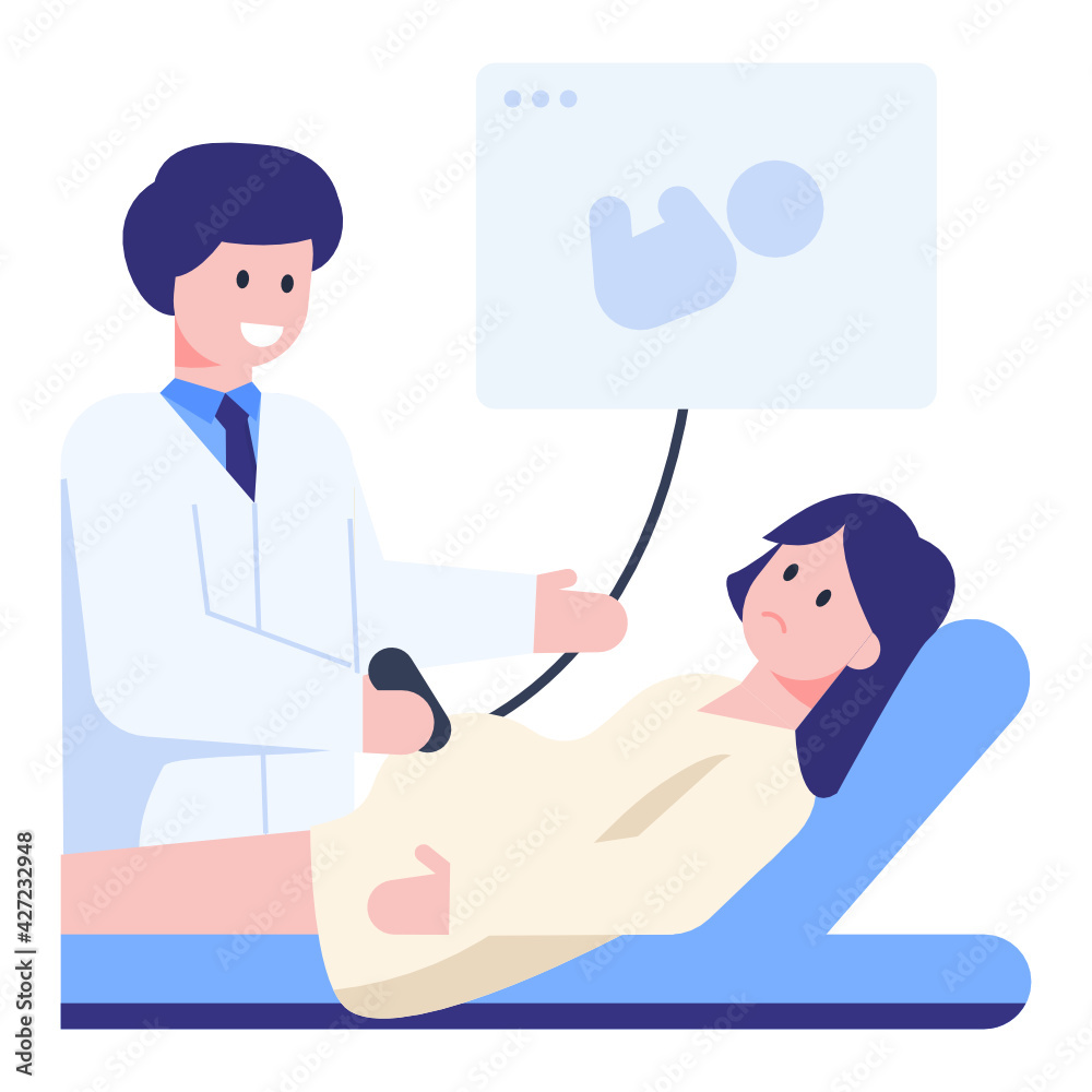 Fototapeta premium Concept icon of pregnancy checkup, expecting mother