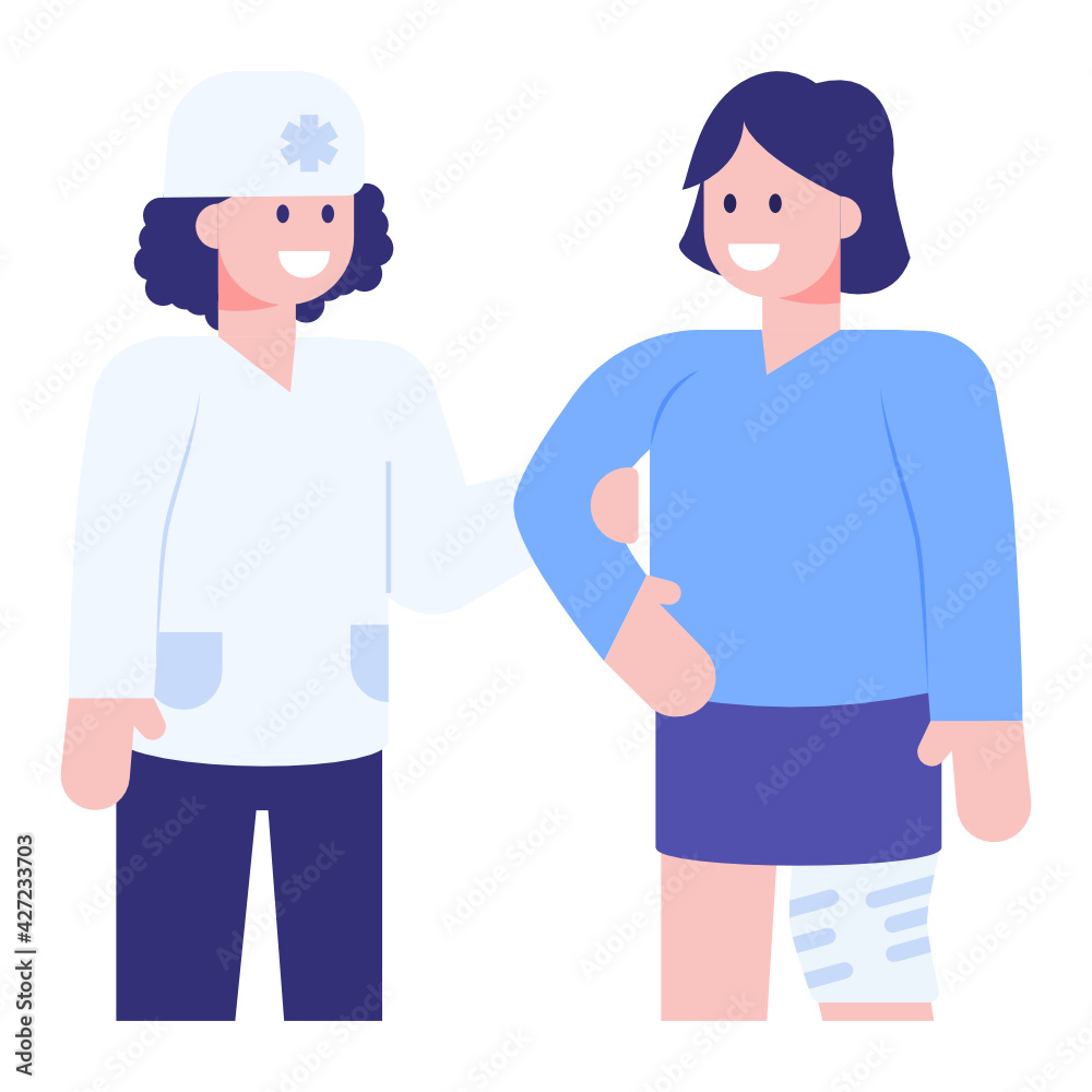 Doctor with assistant having discussion, flat concept icon
Doctor with assistant having discussion, flat concept icon