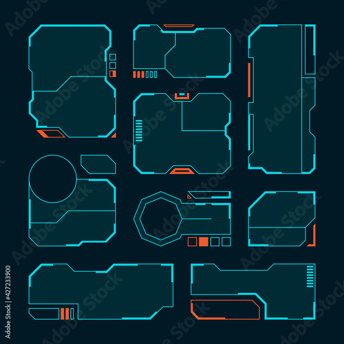 Hud frames. Futuristic design ui templates simple layout game screen interface garish vector modern frames collection