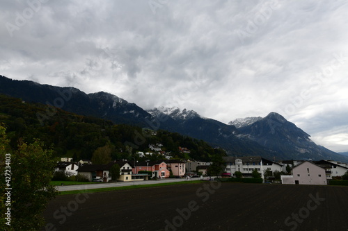 village in the mountains in Liechtenstein, Europe