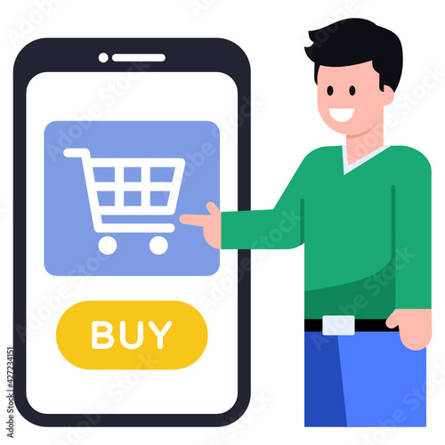 
Download online buy concept icon in flat design 

