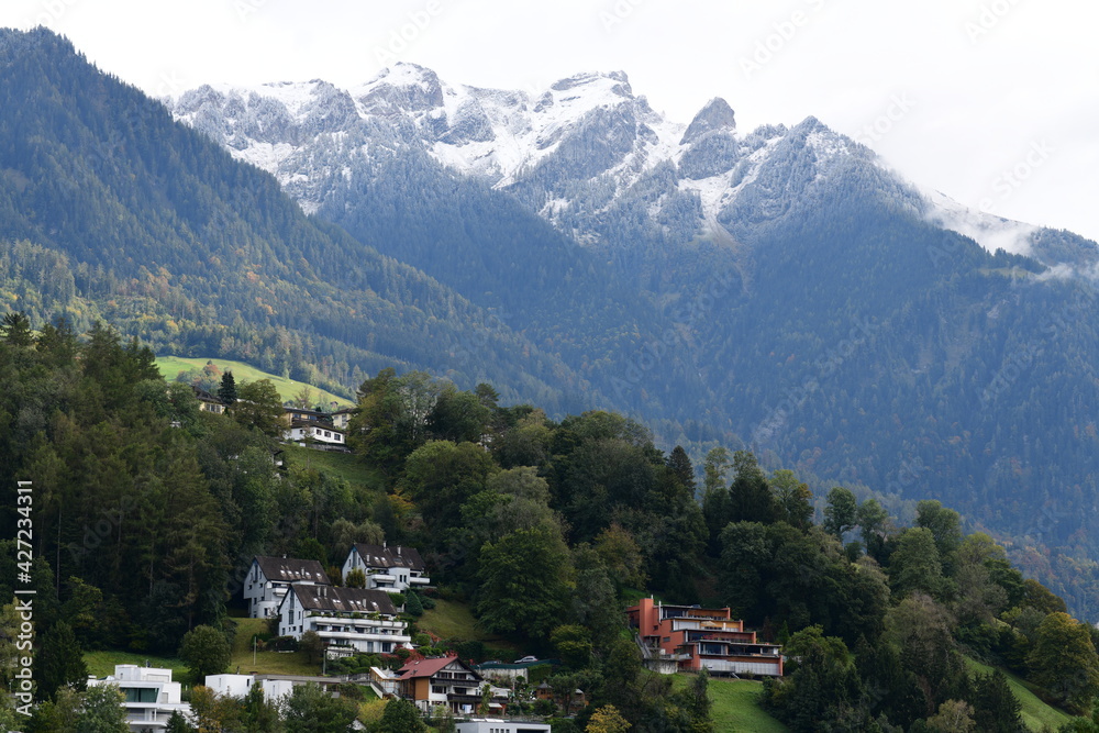 alpine village in Liechtenstein, Europe